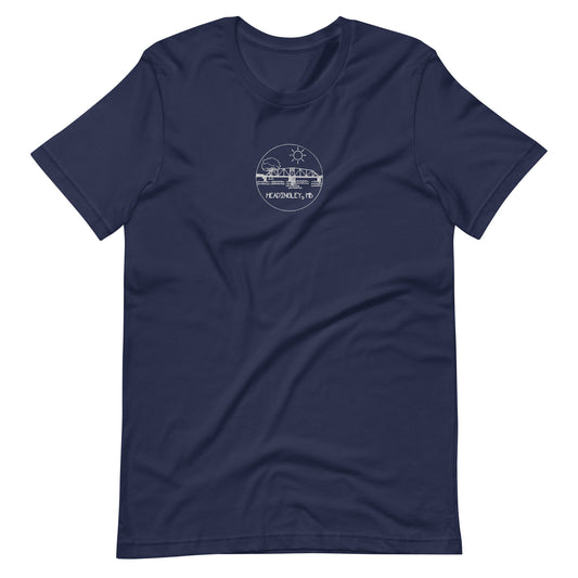 Adult T-Shirt "HEADINGLEY, MB" Embroidered in Classic White on Basic Black, French Navy, Canadian Red, Racing Green or Storm Grey