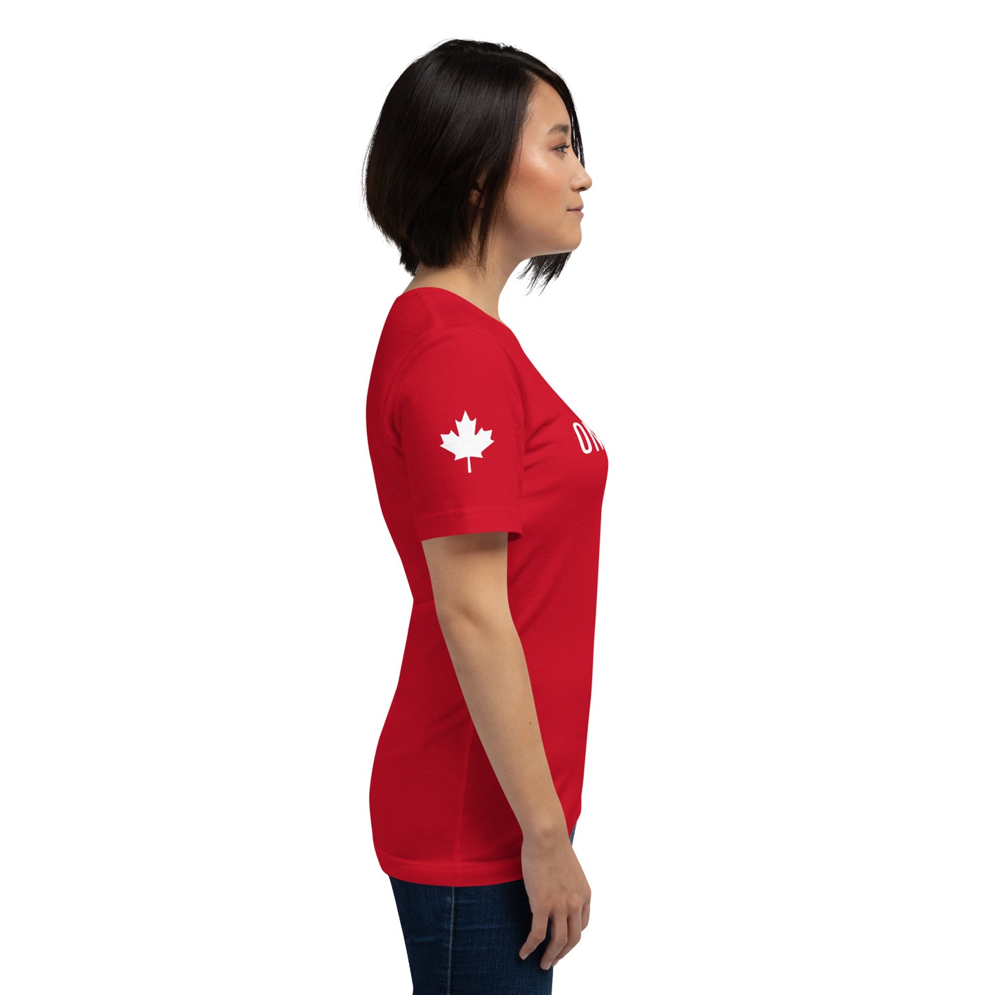 Adult T-Shirt "ON THE EH TEAM" in Classic White on Canadian Red