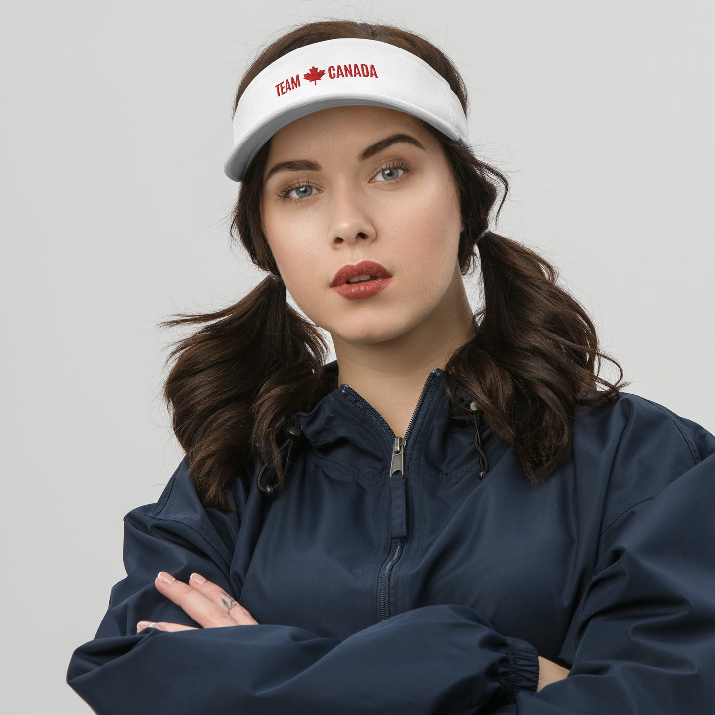Visor "TEAM CANADA" Embroidered in Barn Red on Classic White