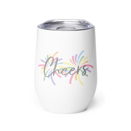 Short Tumbler "CHEERS" in Fun Fetti Colours on Classic White