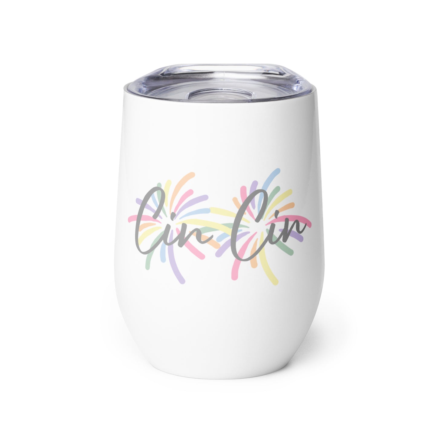 Short Tumbler "CIN CIN" in Fun Fetti Colours on Classic White