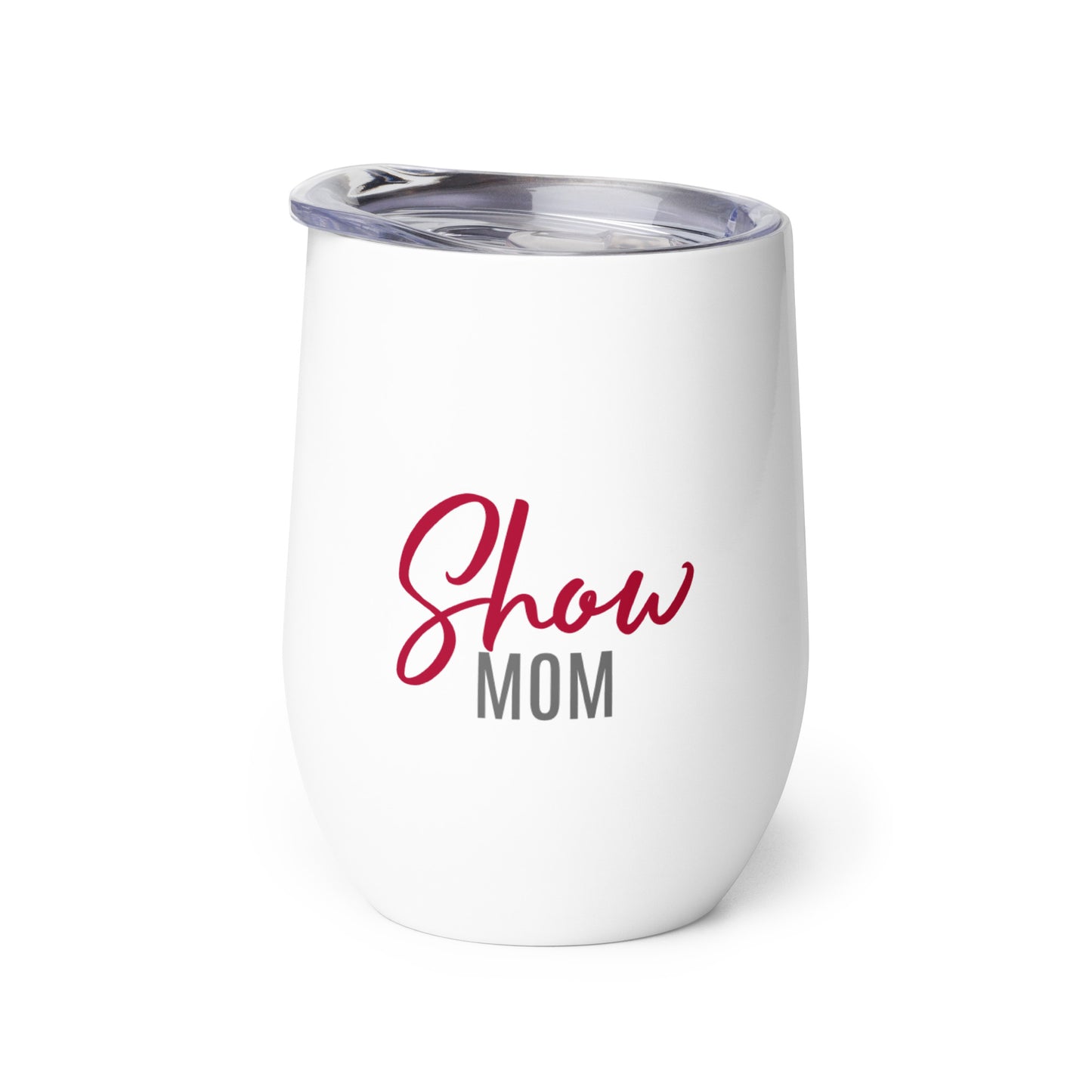 Short Tumbler "SHOW MOM" in Barn Red & Storm Grey on Classic White