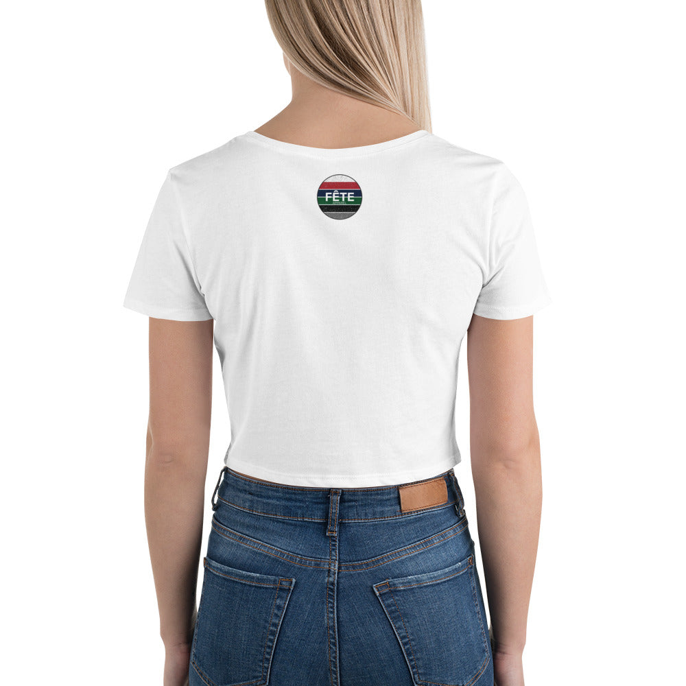 Women’s Cropped T-Shirt "I LOVE TO DANCE" Equestrian in Storm Grey & Basic Black on Classic White