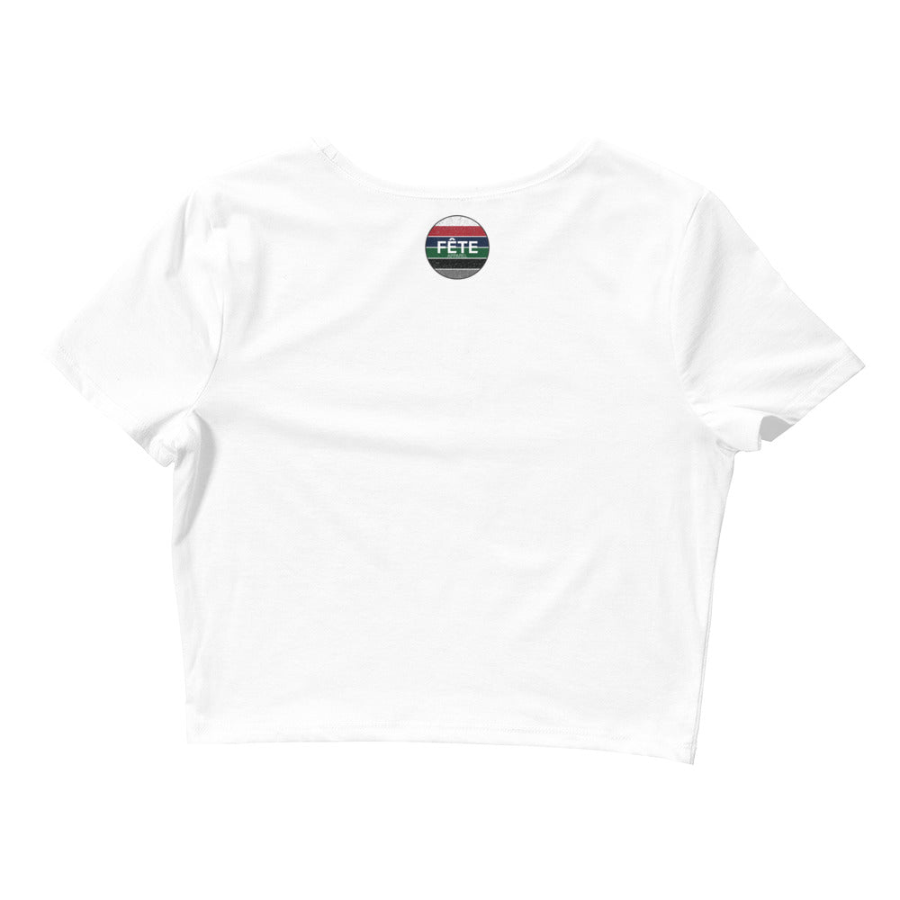 Women’s Cropped T-Shirt "I LOVE TO DANCE" Equestrian in Storm Grey & Basic Black on Classic White