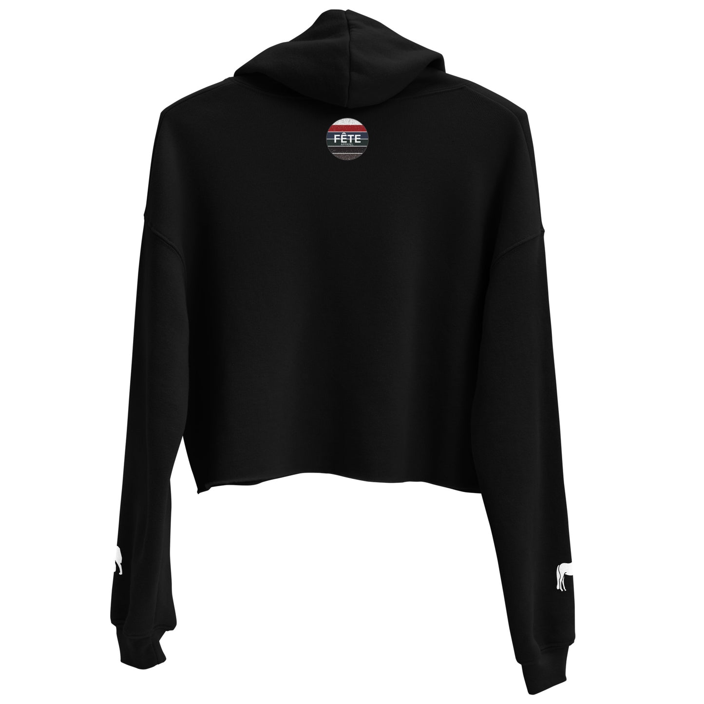 Women's Cropped Hoodie "HORSES & DOGS" in Classic White on Basic Black or Storm Grey