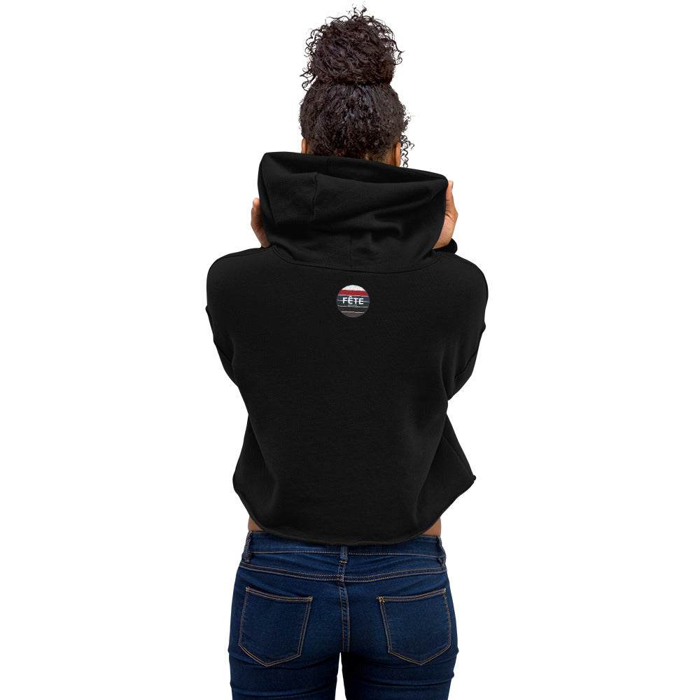 Women's Cropped Hoodie "LIFE IS GOOD" in Classic White on Basic Black or Storm Grey