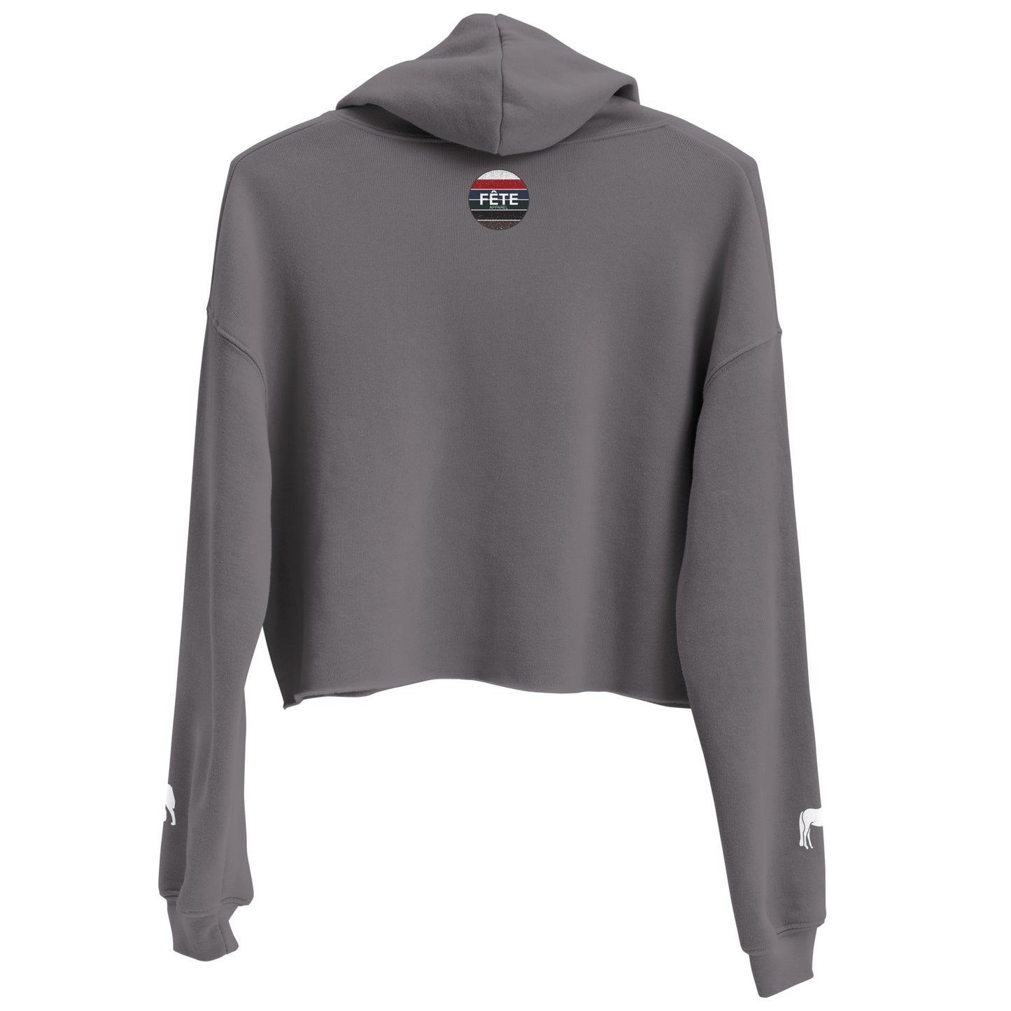 Women's Cropped Hoodie "HORSES & DOGS" in Classic White on Basic Black or Storm Grey