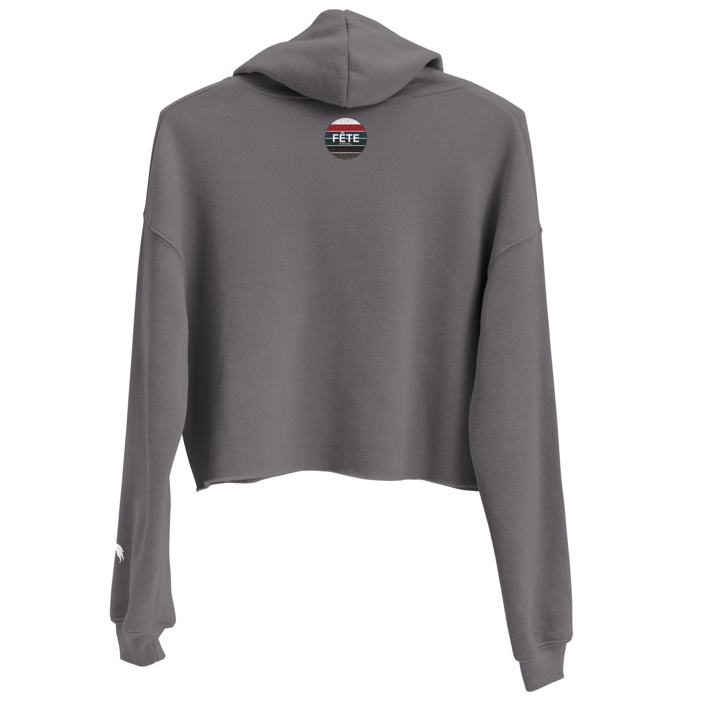 Women's Cropped Hoodie "LIFE IS GOOD" in Classic White on Basic Black or Storm Grey
