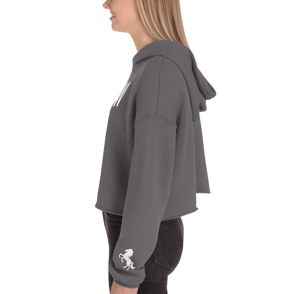 Women's Cropped Hoodie "YEEHAW" in Classic White on Basic Black or Storm Grey