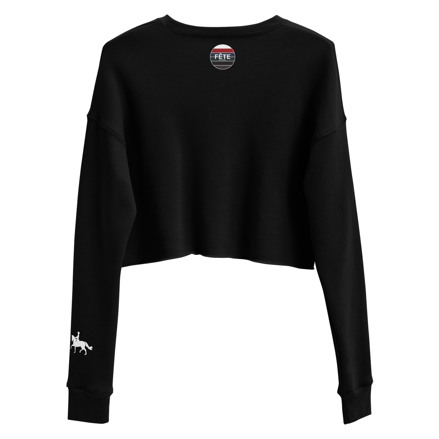 Women's Cropped Sweatshirt "HORSE POOR" in Classic White on Basic Black or French Navy