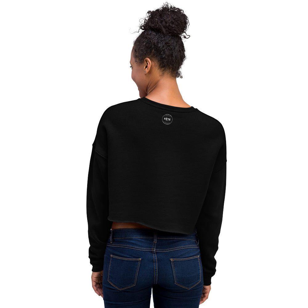 Women's Cropped Sweatshirt "SOLACE STABLES" Embroidered in Classic White on Basic Black or French Navy
