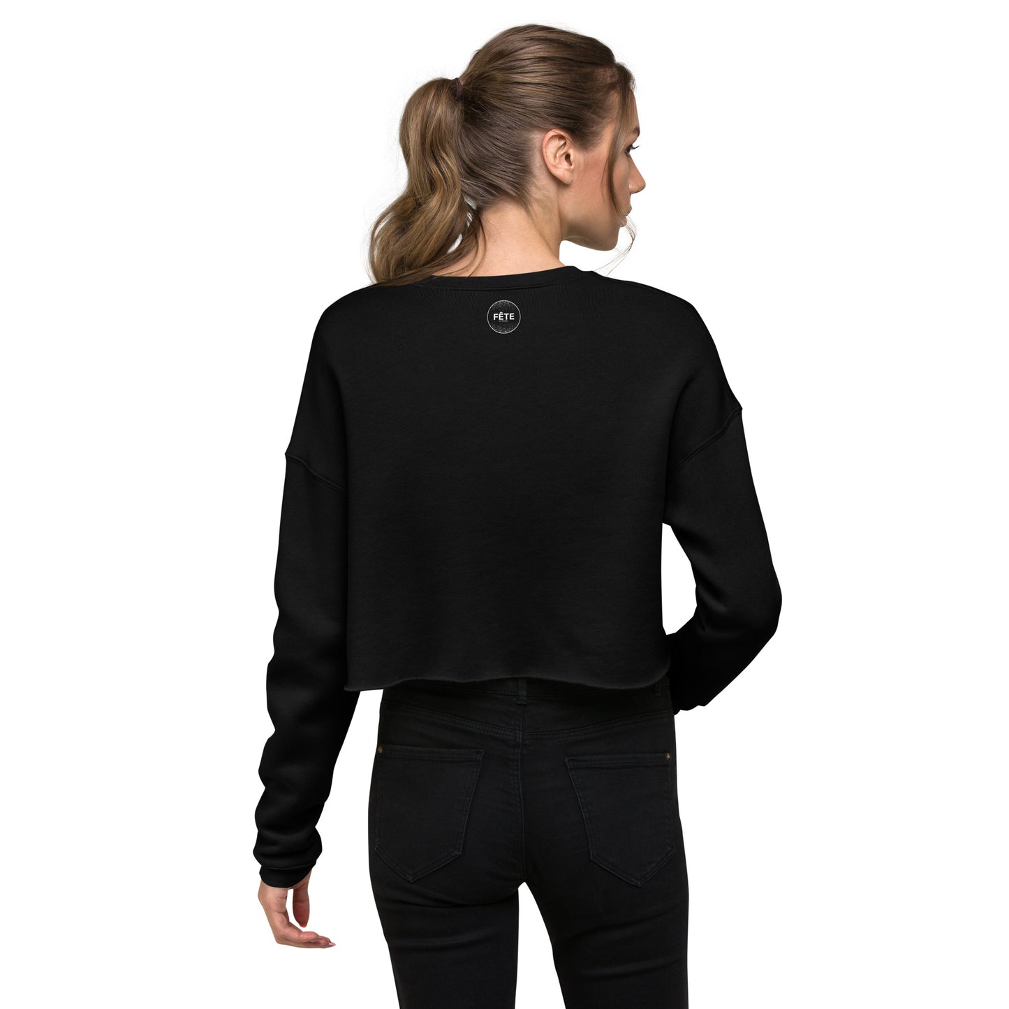 Women's Cropped Sweatshirt "GOOD TYME STABLES" Embroidered in Classic White on Basic Black or French Navy