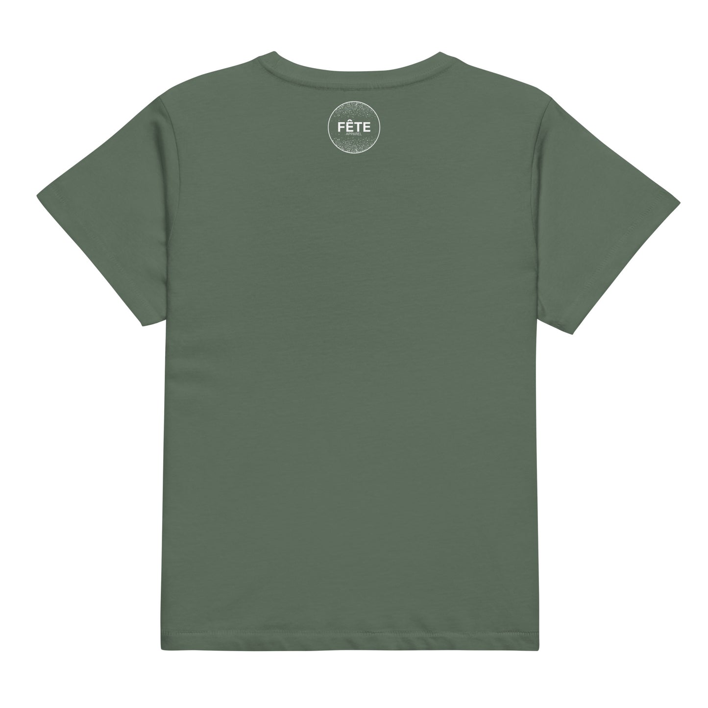 Women's High-Waisted T-Shirt "GOOD TYME STABLES" Embroidered in Classic White on Basic Black or Pine Green