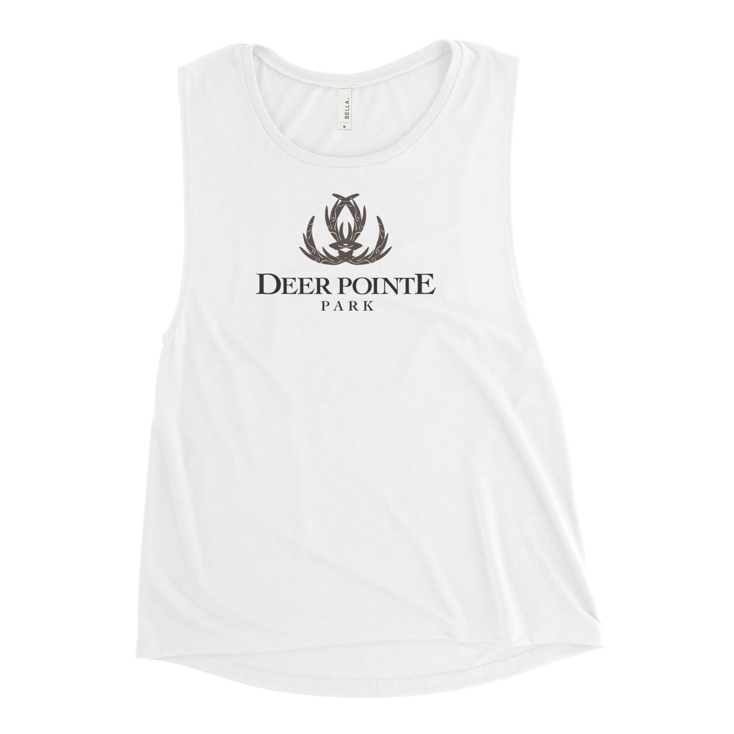 Women's Muscle Tank "DEER POINTE PARK" in Basic Black on Classic White
