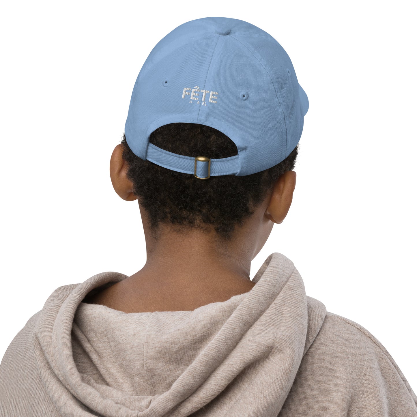 Children's & Youth Cap Embroidered Equestrian in Classic White on Light Pink or Light Blue