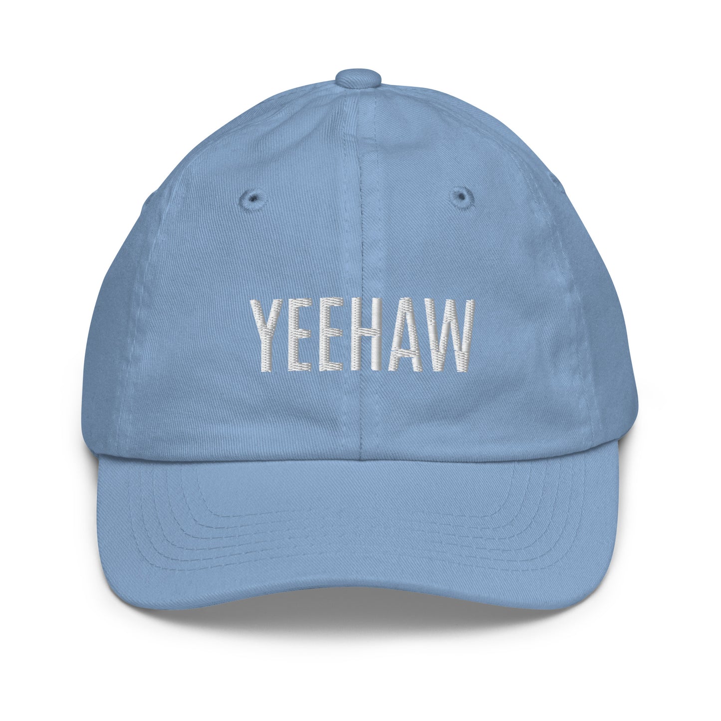 Children's & Youth Cap "YEEHAW" Embroidered in Classic White on Light Blue or Light Pink