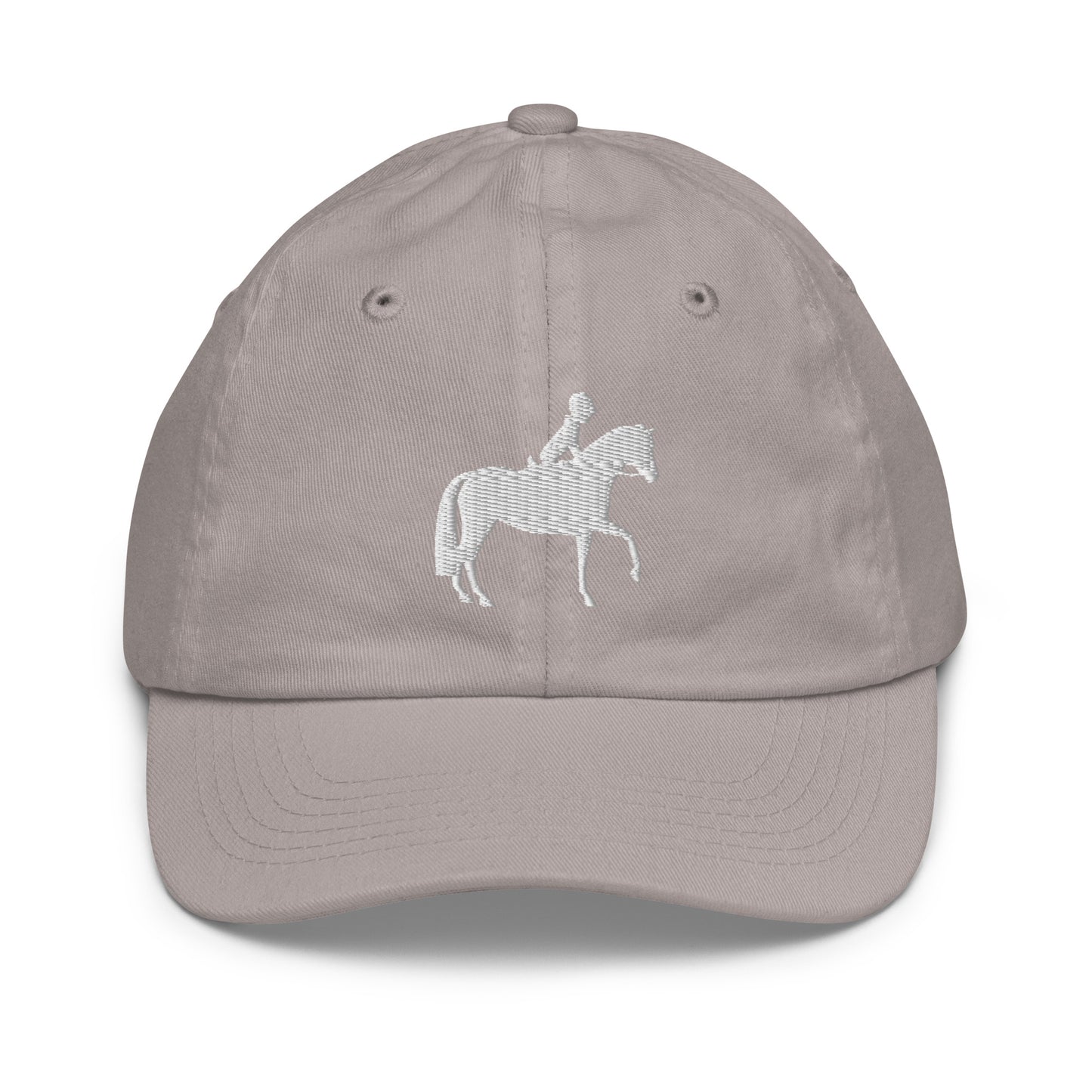 Children's & Youth Cap Equestrian Embroidered in Classic White on Basic Black, French Navy, Canadian Red or Light Grey
