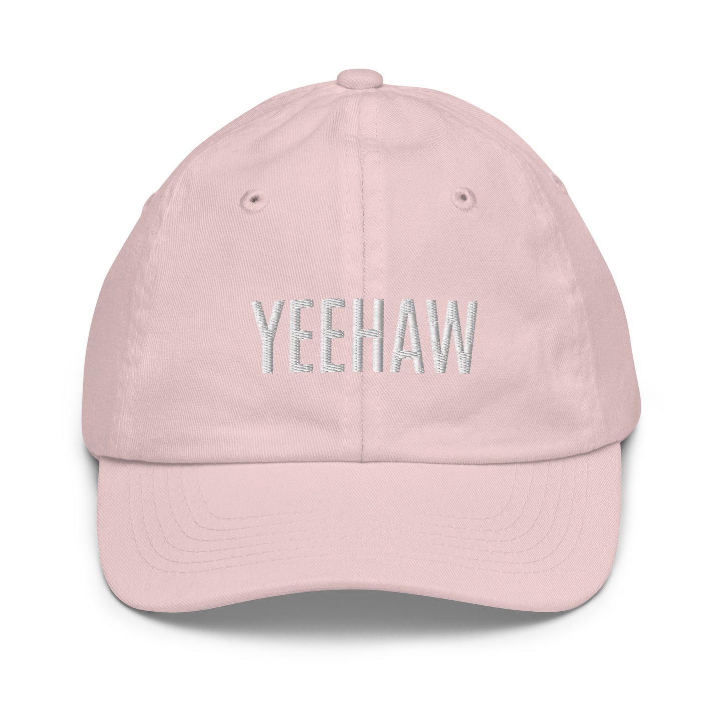 Children's & Youth Cap "YEEHAW" Embroidered in Classic White on Light Blue or Light Pink