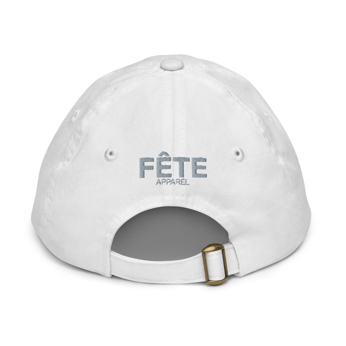 Children's & Youth Cap Embroidered Equestrian in Light Grey on Classic White