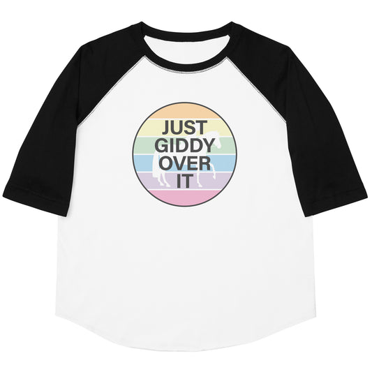 Youth Baseball Shirt "JUST GIDDY OVER IT" in Fun Fetti Pastel Colours
