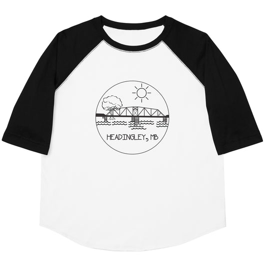 Youth Baseball Shirt "HEADINGLEY, MB" in Basic Black & Classic White