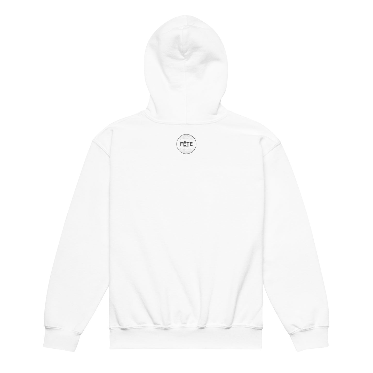 Youth Traditional Hoodie "DEER POINTE PARK" Embroidered in Basic Black & Old Gold on Classic White