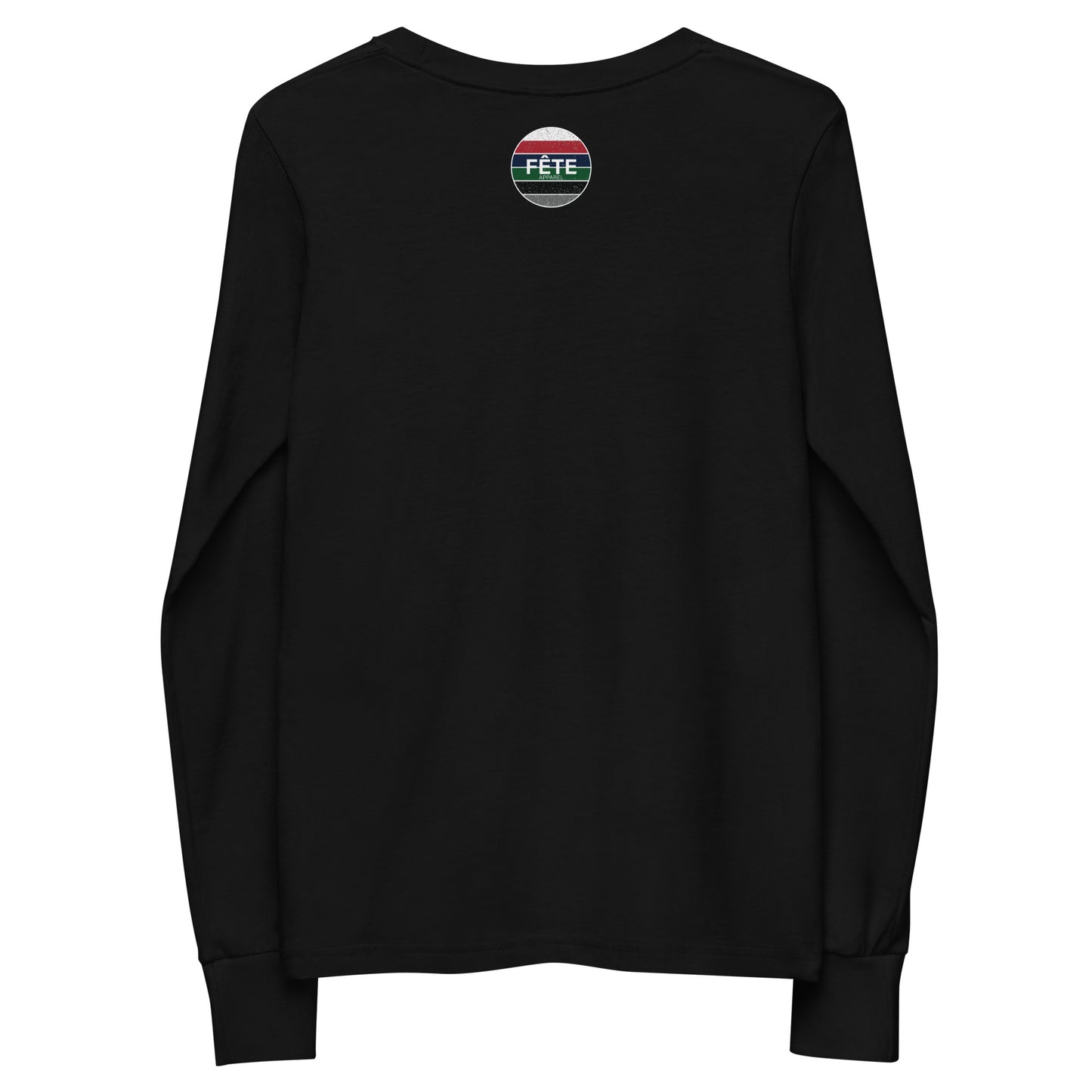 Youth Long-Sleeved Shirt "CAN" Maple Leaf Embroidered in Classic White on Basic Black, French Navy, or Canadian Red