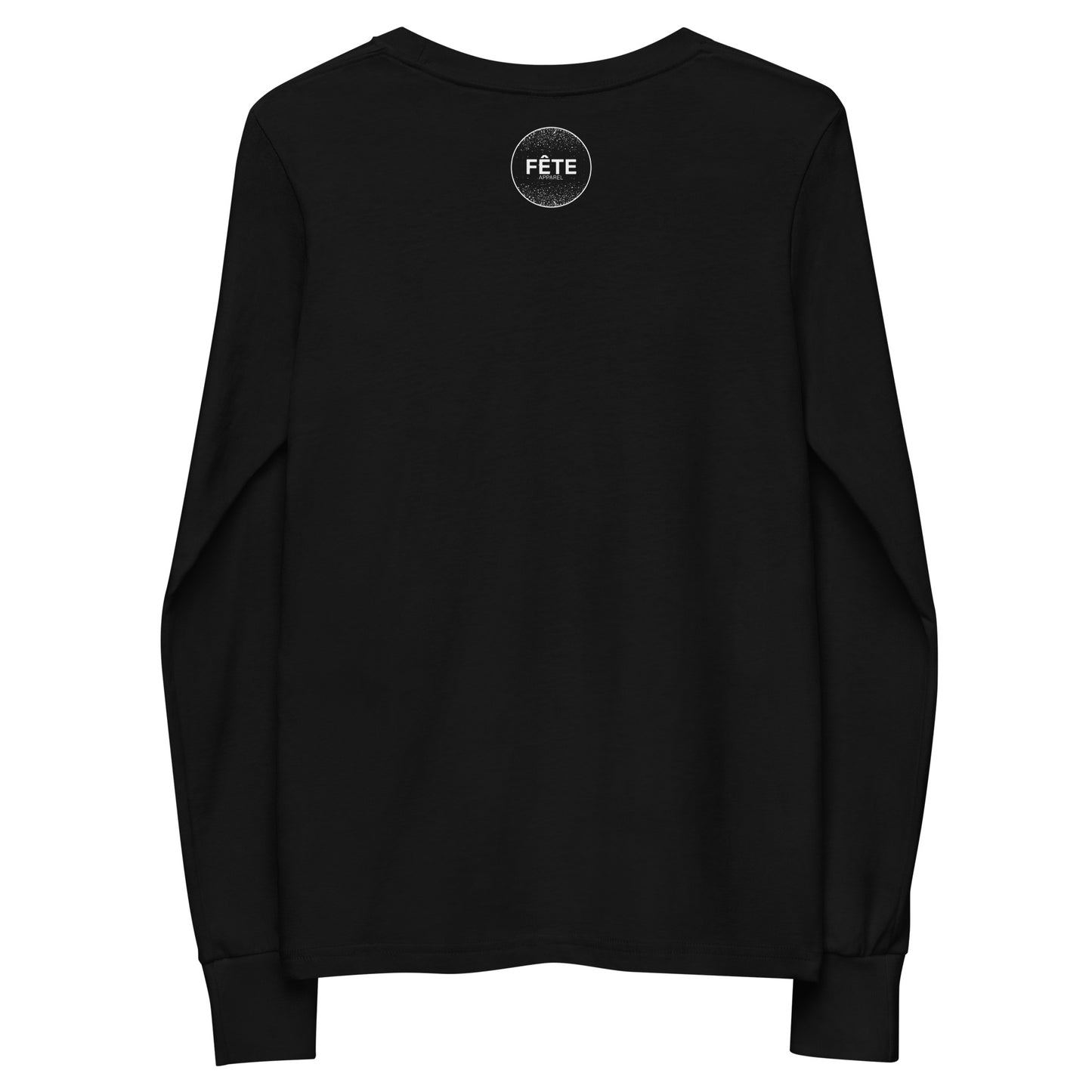 Youth Long-Sleeved Shirt 'DEER POINTE PARK" Embroidered in Classic White & Old Gold on Basic Black