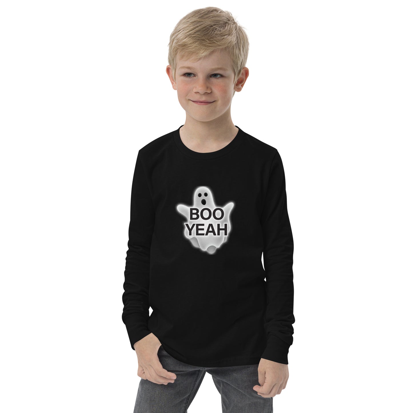 FALL LIMITED EDITION Youth Long-Sleeved Shirt "BOO YEAH" in Basic Black or Classic White