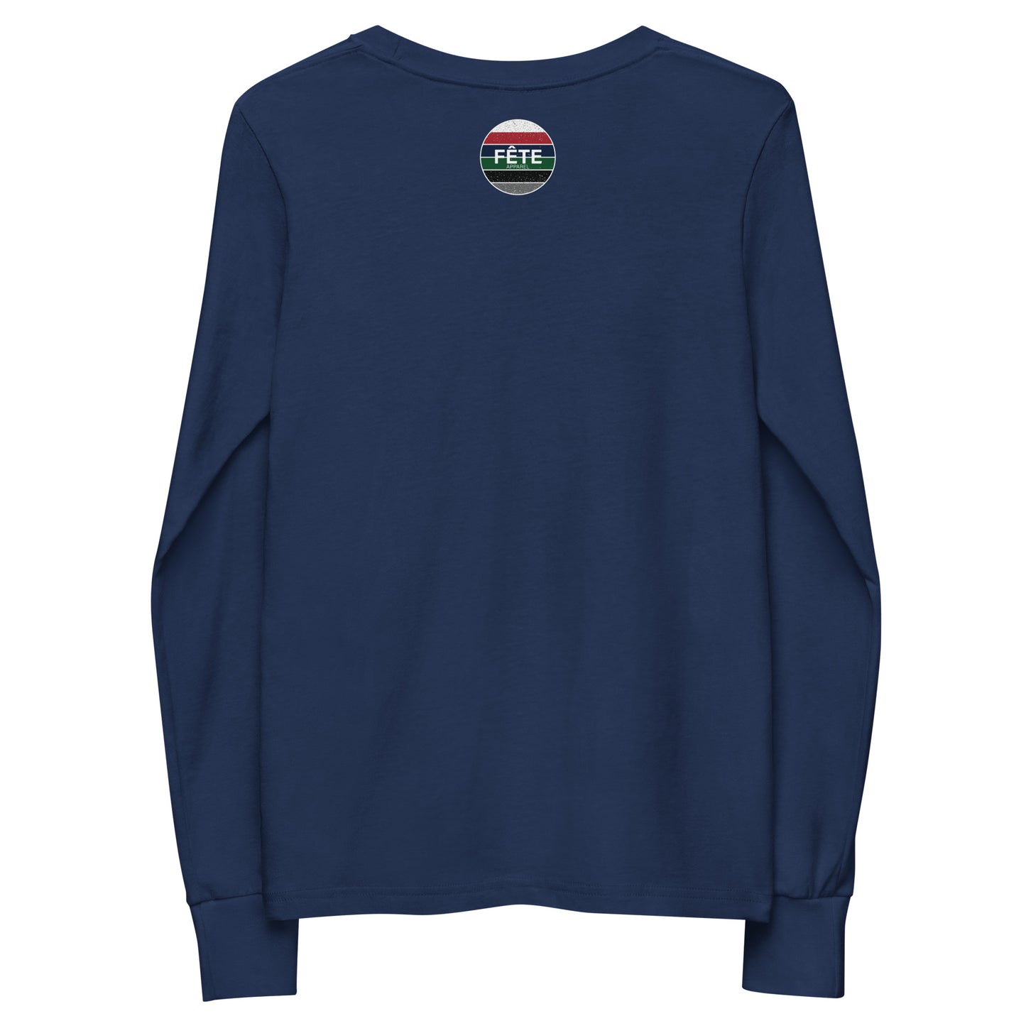 Youth Long-Sleeved Shirt "CAN" Maple Leaf Embroidered in Classic White on Basic Black, French Navy, or Canadian Red