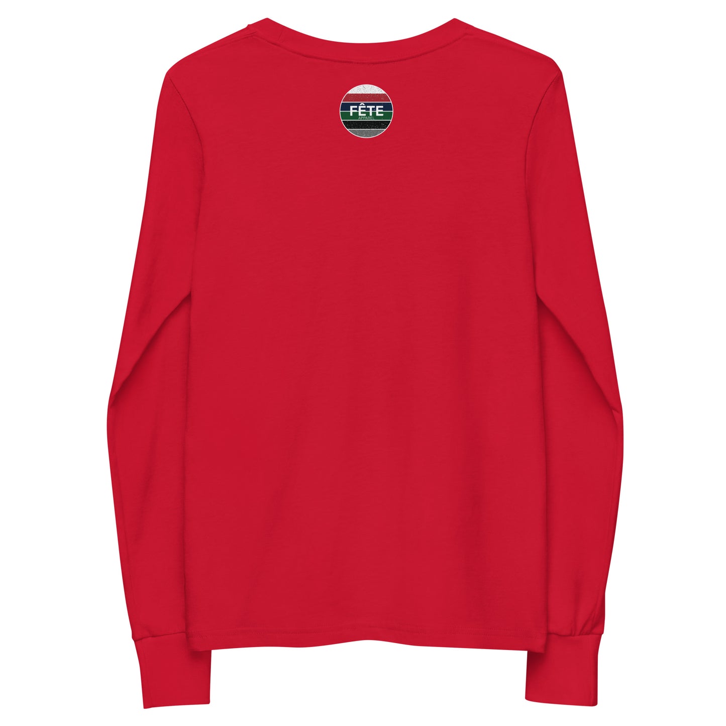Youth Long-Sleeved Shirt "CAN" Maple Leaf Embroidered in Classic White on Basic Black, French Navy, or Canadian Red