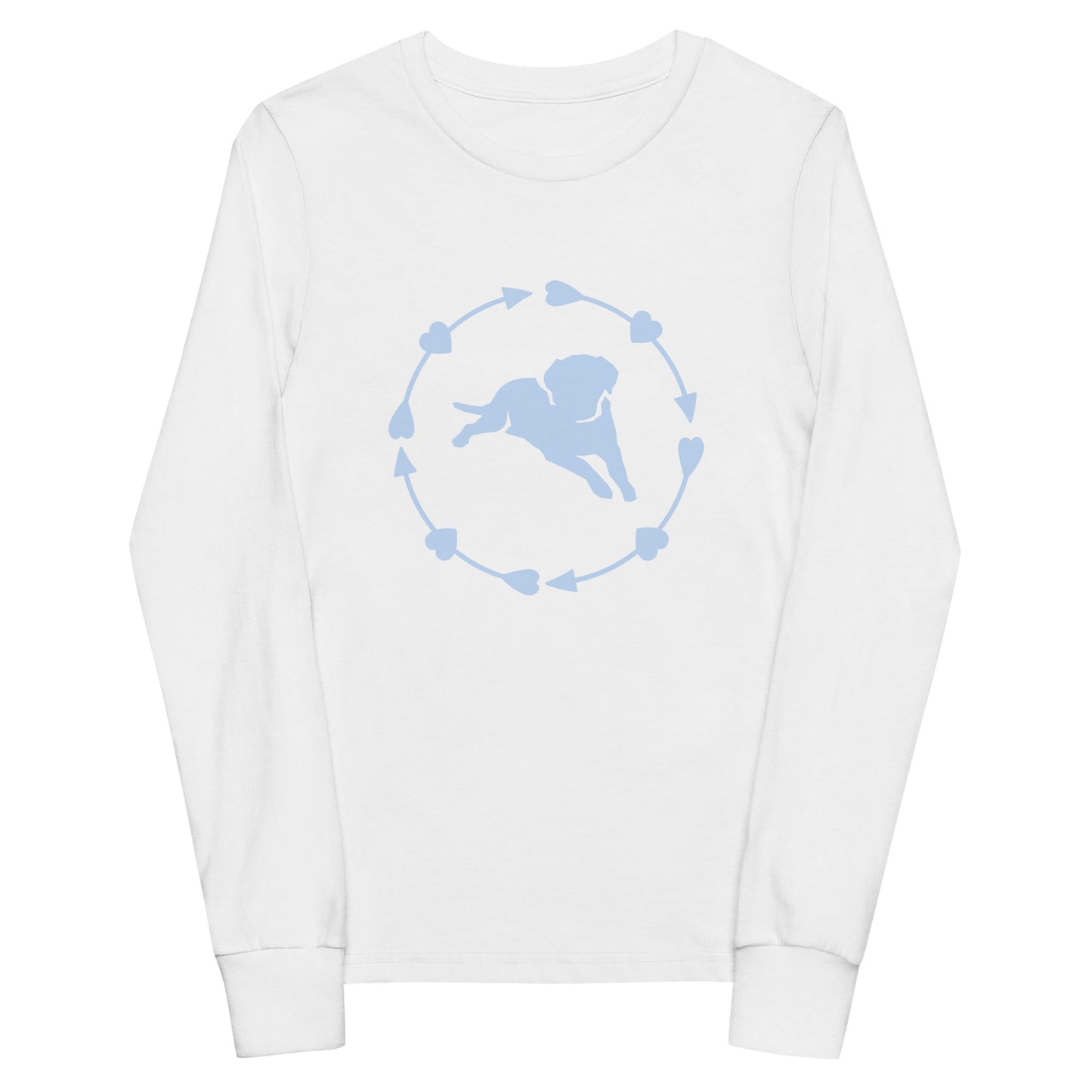 Youth Long-Sleeved Shirt Dog Lover in Classic White & Blue Bubblegum
