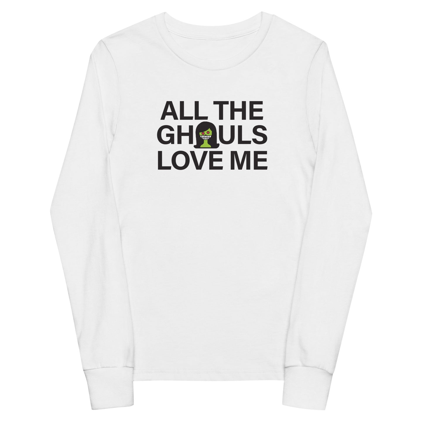 FALL LIMITED EDITION Youth Long-Sleeved Shirt "ALL THE GHOULS LOVE ME" in Basic Black or Classic White