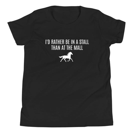 Youth T-Shirt "I'D RATHER BE IN A STALL" in Basic Black, French Navy, Canadian Red or Storm Grey