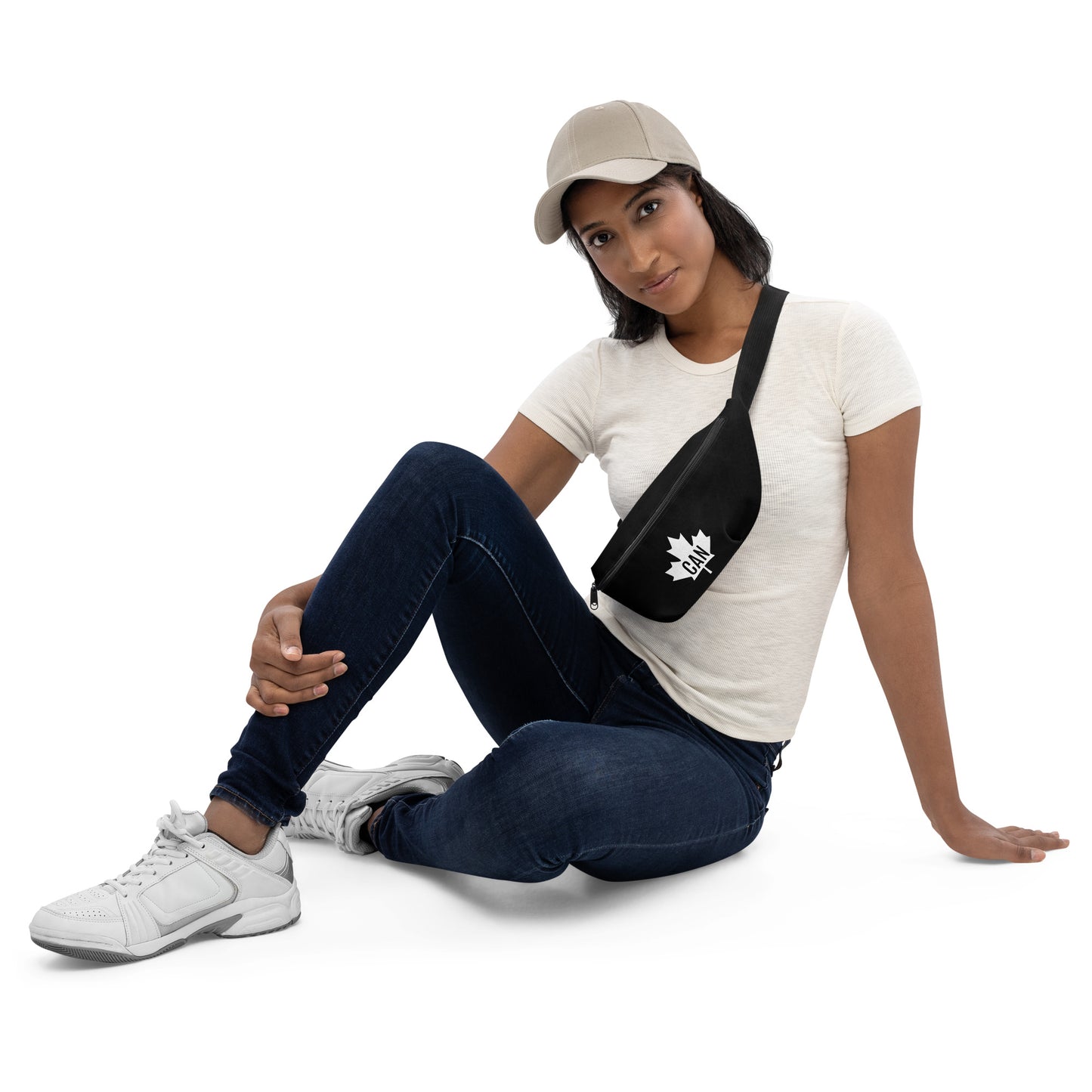 Fanny Pack Maple Leaf in Classic White on Basic Black