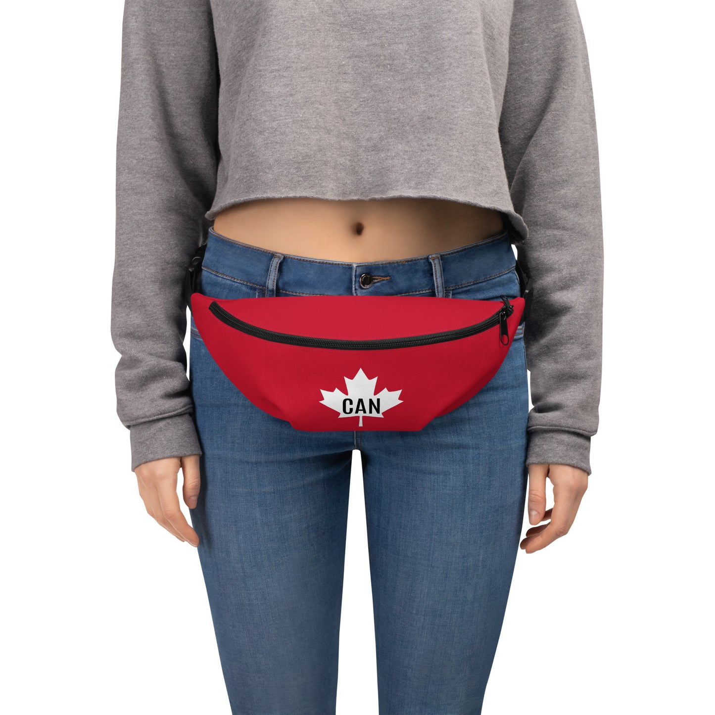 Fanny Pack Maple Leaf in Classic White on Canadian Red