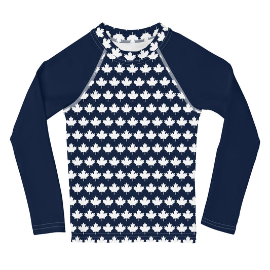 Children's Long-Sleeved Sun Shirt Maple Leaf in French Navy