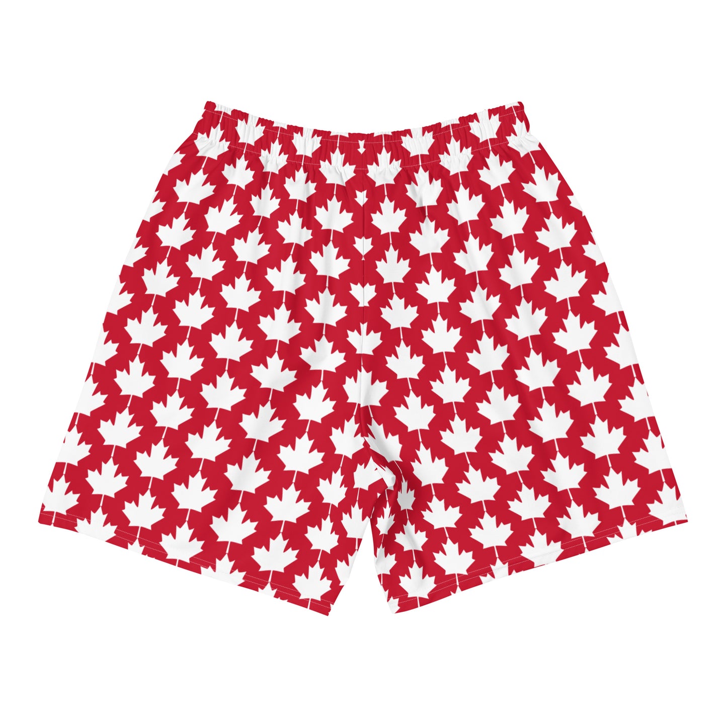 Men's Athletic Shorts Maple Leaf in Classic White on Canadian Red