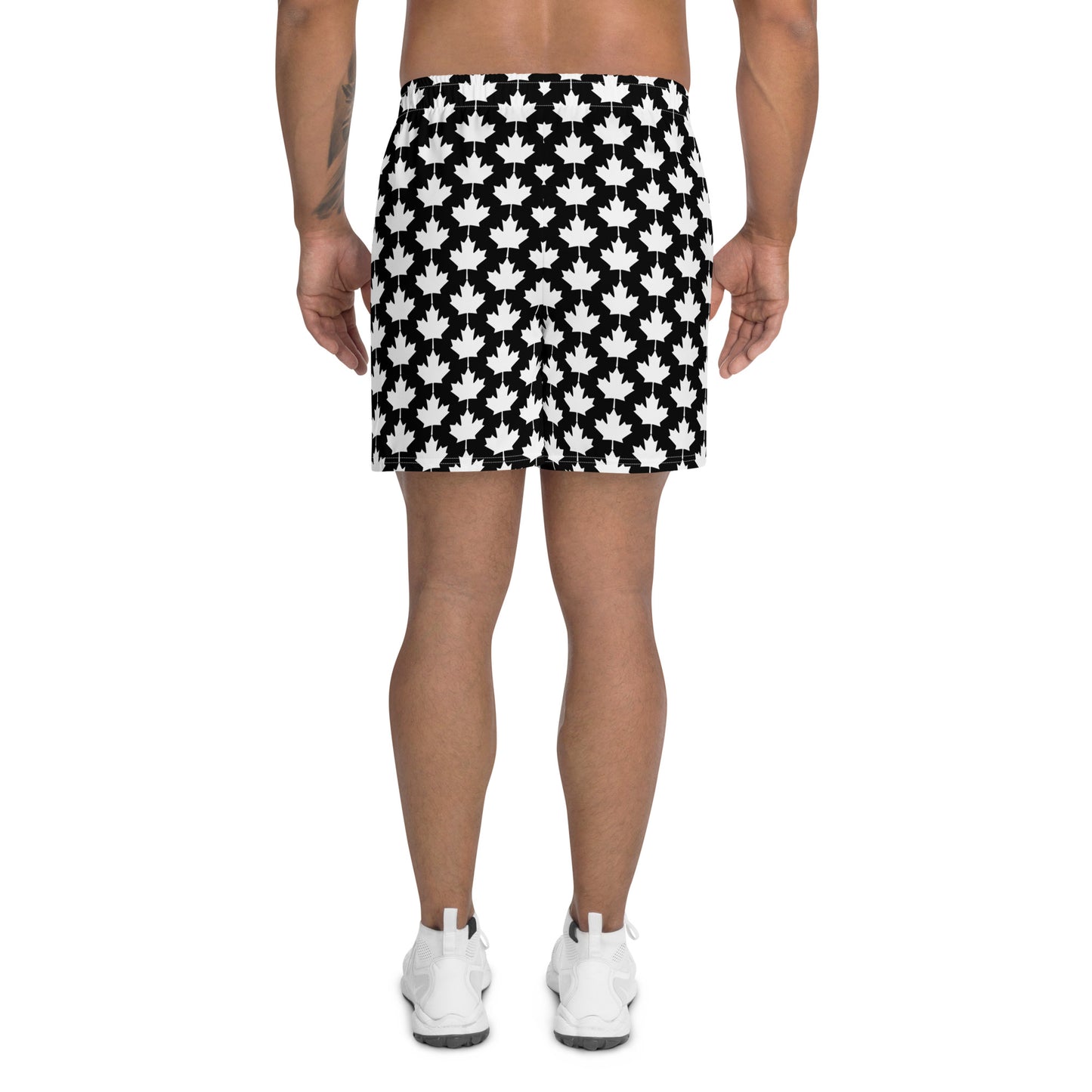 Men's Athletic Shorts Maple Leaf in Classic White on Basic Black