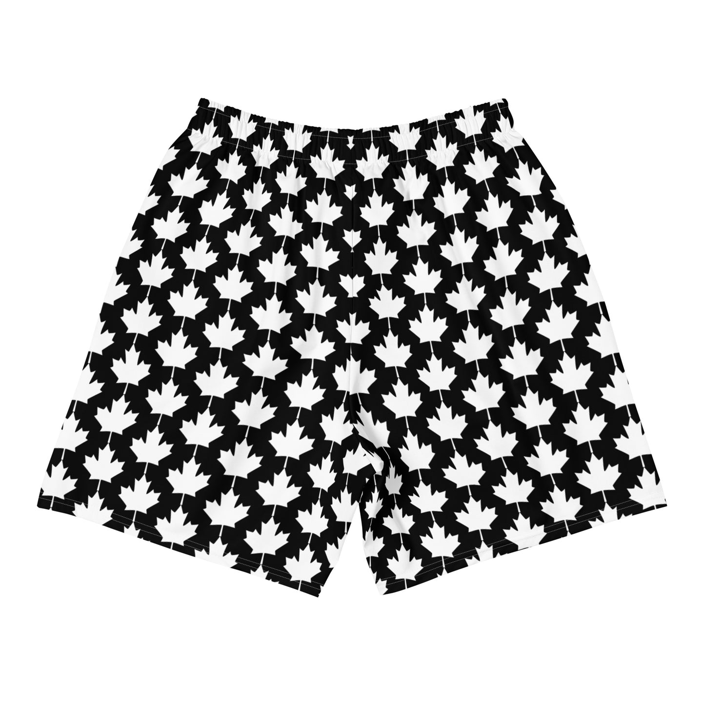 Men's Athletic Shorts Maple Leaf in Classic White on Basic Black