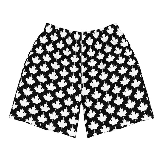 Men's Athletic Shorts Maple Leaf in Classic White on Basic Black