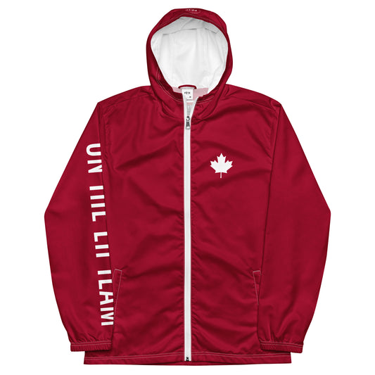 Men’s Windbreaker "ON THE EH TEAM" in Barn Red