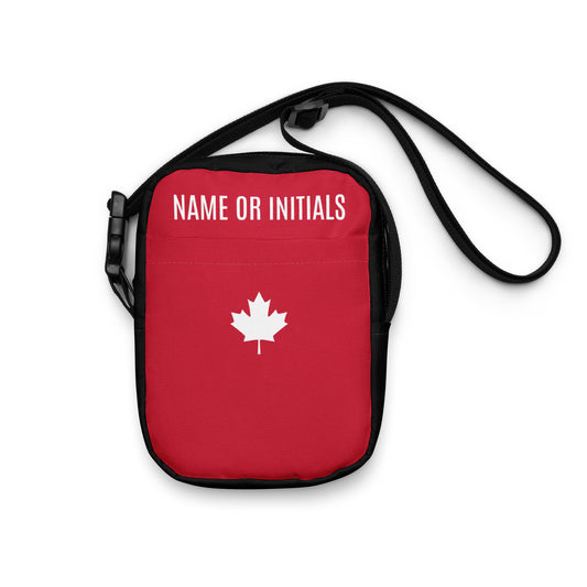 Utility Crossbody Maple Leaf in Classic White on Canadian Red