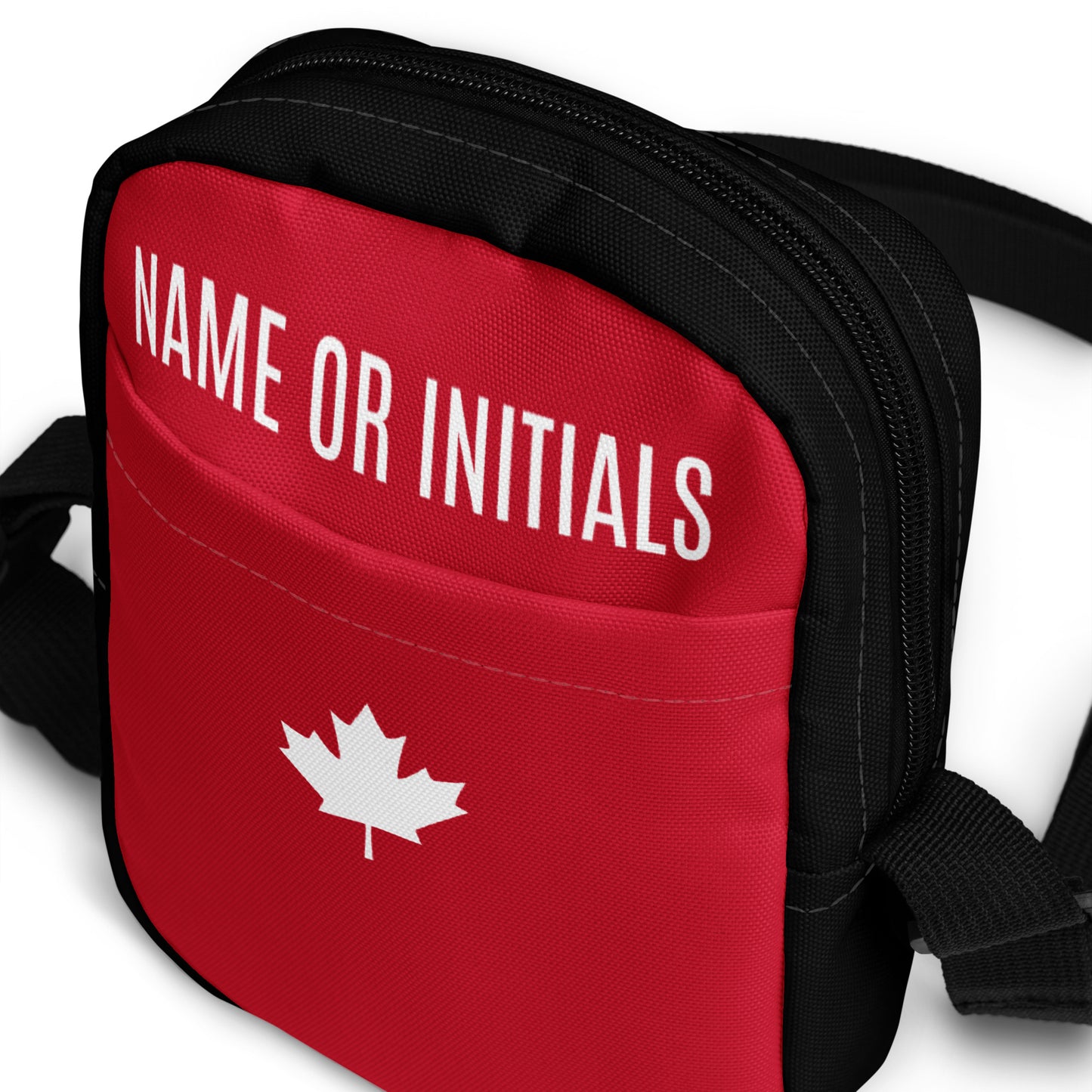 Utility Crossbody Maple Leaf in Classic White on Canadian Red