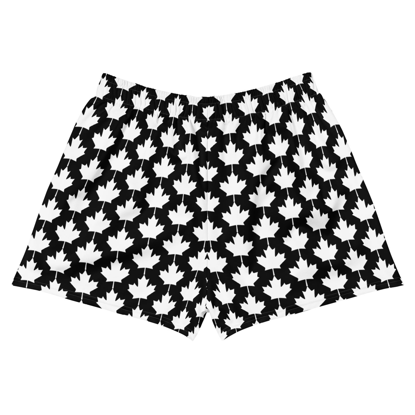 Women’s Athletic Shorts Maple Leaf in Classic White on Basic Black