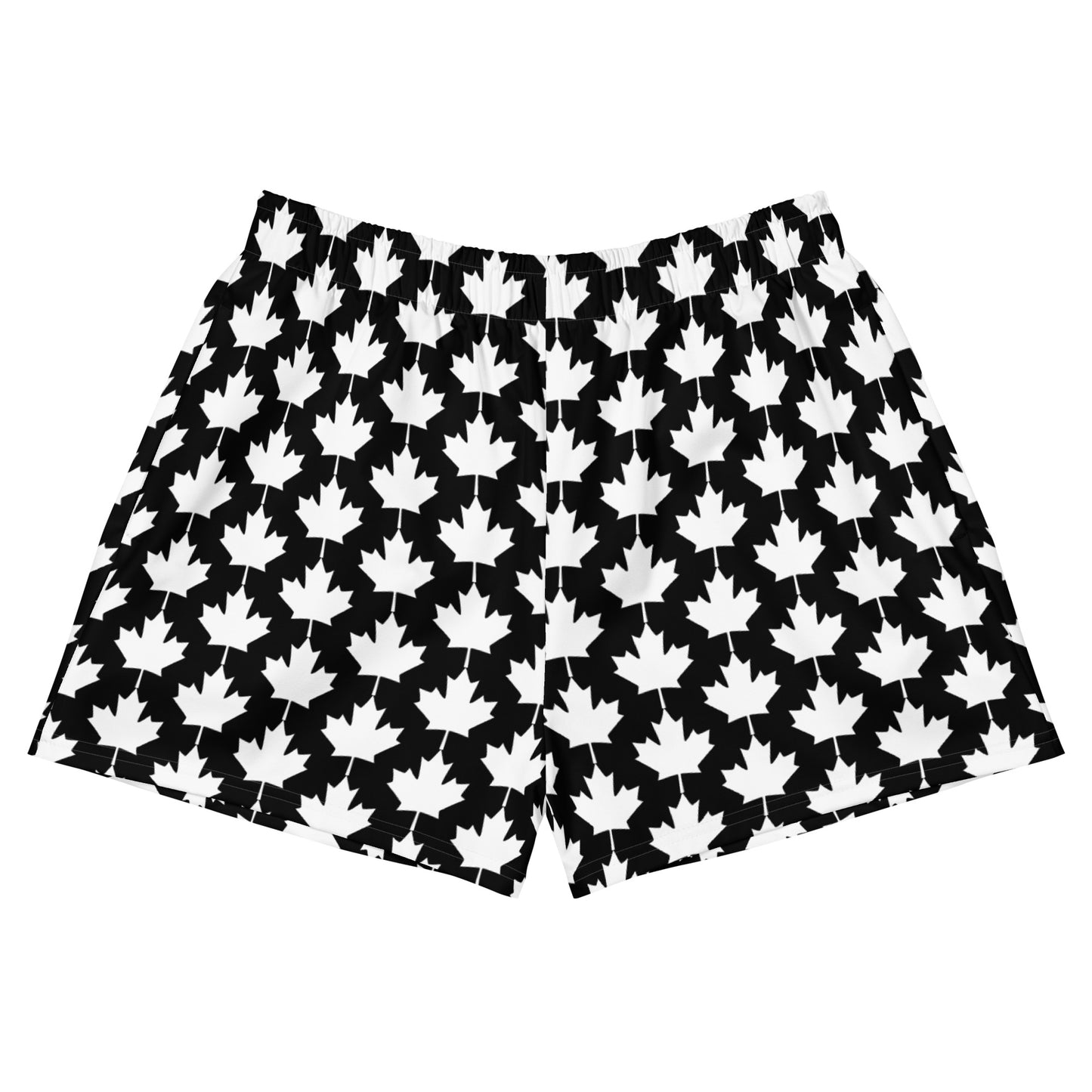 Women’s Athletic Shorts Maple Leaf in Classic White on Basic Black