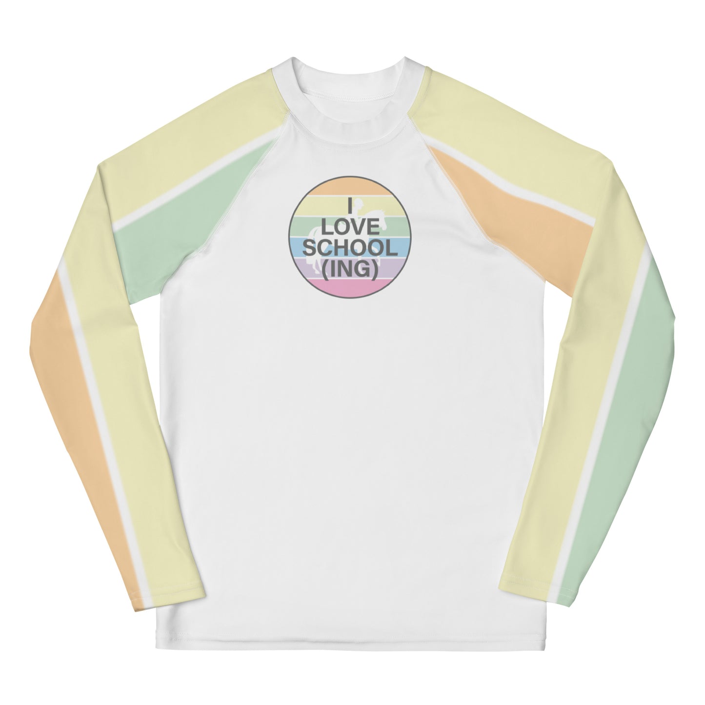 Youth Long-Sleeved Sun Shirt "I LOVE SCHOOLING" in Frozen Lemonade, Peach Creamsicle & Sour Apple