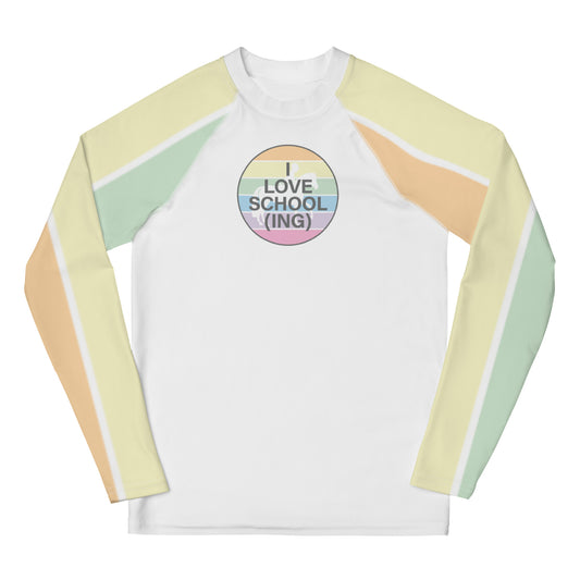 Youth Long-Sleeved Sun Shirt "I LOVE SCHOOLING" in Frozen Lemonade, Peach Creamsicle & Sour Apple