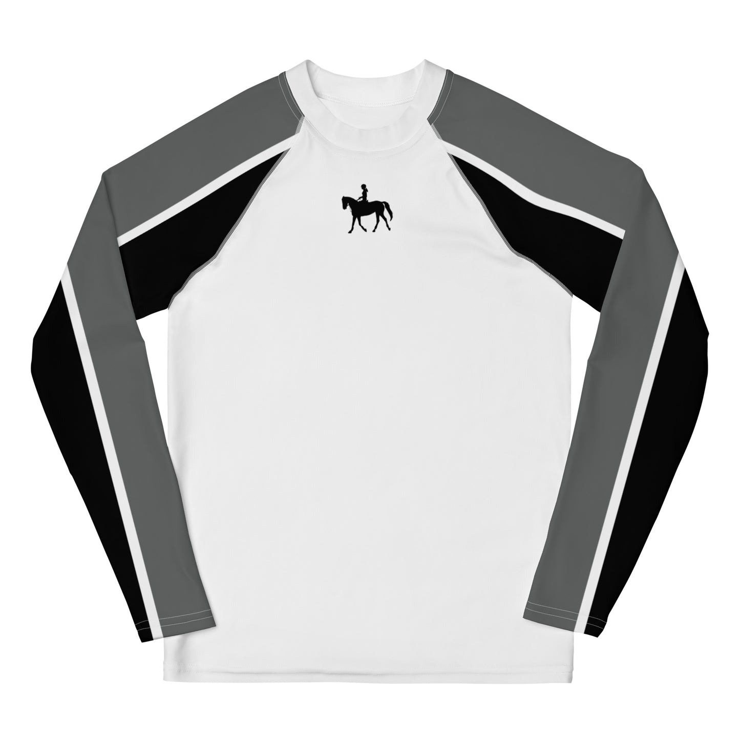 Youth Long-Sleeved Sun Shirt Equestrian in Classic White, Basic Black & Storm Grey