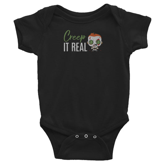 FALL LIMITED EDITION Infant Onesie "CREEP IT REAL" Embroidered on Basic Black